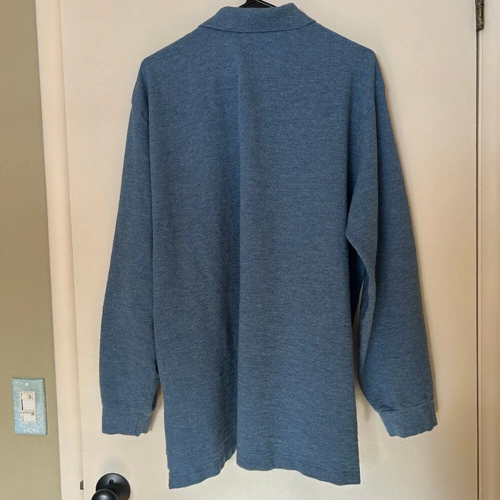 Polo Ralph Lauren long-sleeve heathered blue polo shirt, men's sz XXL